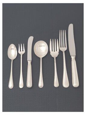 BIRKS York Regency Plate Flatware 62 Pieces 6 Place Settings L Monogram